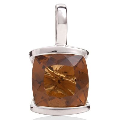 Pendentif en argent infini avec quartz cognac - Sans chaîne