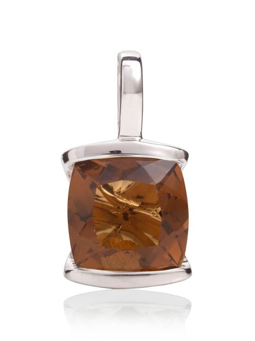 Infinity Silver Pendant With Cognac Quartz - Omega18RGP