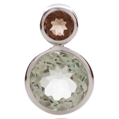 Pendentif Lana en Argent avec Améthyste Verte et Quartz Fumé - Sans Chaîne