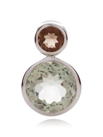 Pendentif Lana en argent avec améthyste verte et quartz fumé - Omega18RD 1