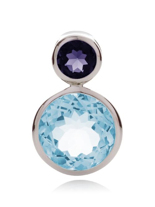 Lana Silver Pendant with Blue Topaz And Iolite - Without Chain
