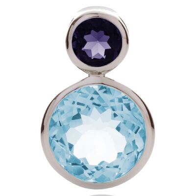 Lana Silver Pendant with Blue Topaz And Iolite - Without Chain