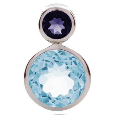 Pendentif Lana en Argent avec Topaze Bleue et Iolite - Sans Chaîne