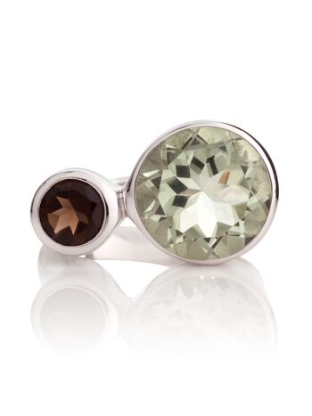 Bague Lana en argent avec améthyste verte et quartz fumé 1