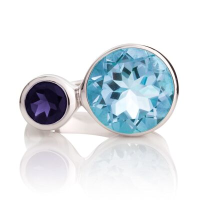 Lana Silver Ring with Blue Topaz And Iolite