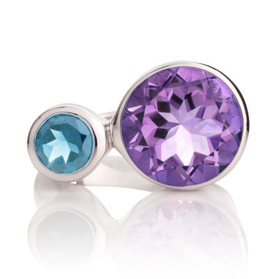 Anello Lana in Argento con Ametista e Topazio Azzurro