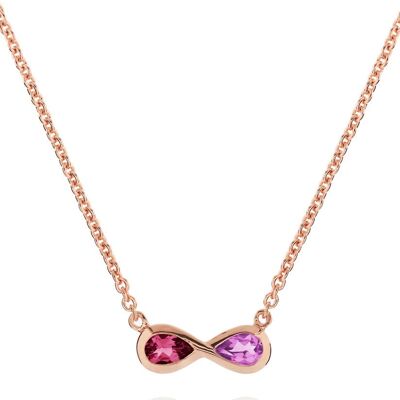 Collier Semper en or rose avec améthyste et rhodolite