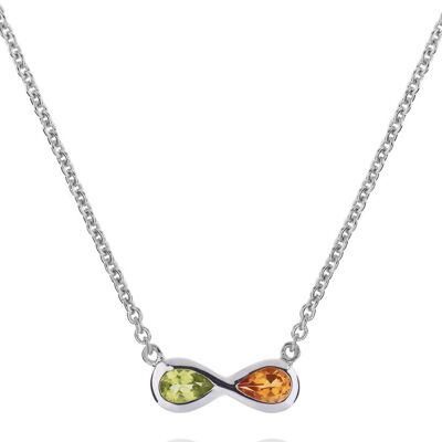 Sempre Silver Necklace With Peridot and Citrine
