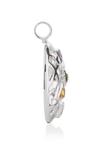 Pendentif Maora Argent Plat Avec Topaze Bleue Iolite Rhodolite Améthyste Et Quartz Fumé - Trace18RD 2