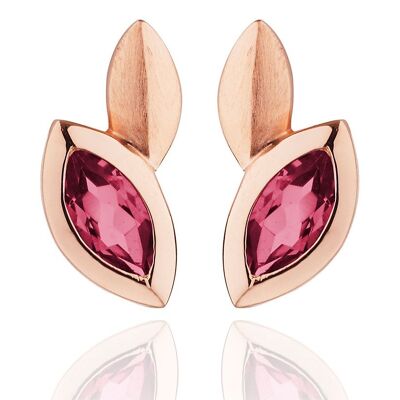 Nara Boucles d'oreilles en or rose avec rhodolite