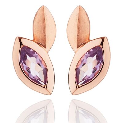 Nara Rose Gold Earrings With Amethyst