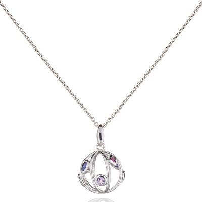 Ciondolo Votra piccolo in argento con iolite di quarzo fumè e rodolite - Trace65RD