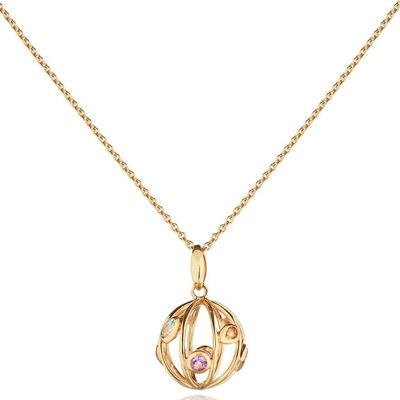 Small Votra Gold Pendant with Blue topaz Amethyst Rhodolite And Citrine - Without Chain