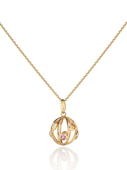 Small Votra Gold Pendant with Blue topaz Amethyst Rhodolite And Citrine - Trace50GP