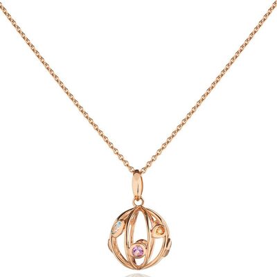 Small Votra Rose Gold Pendant with Blue topaz Amethyst Rhodolite And Citrine - Without Chain
