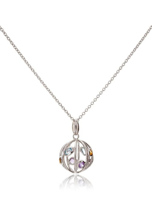 Small Votra Silver Pendant with Blue topaz Amethyst Rhodolite And Citrine - Trace18RD