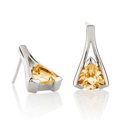 Valentine Silver Earrings With Citrine