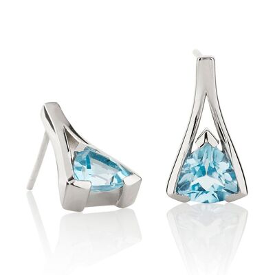 Boucles d'oreilles Saint-Valentin en argent avec topaze bleue