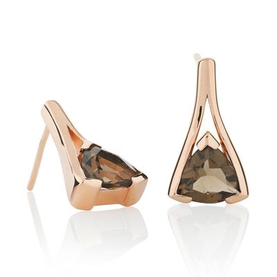 Valentine Rose Gold Earrings With Smoky Quartz