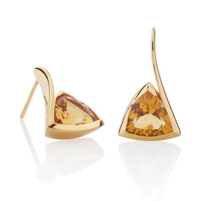 Amore Gold Earrings with Citrine
