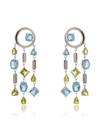 Boucles d'oreilles en argent Selatra avec topaze bleue et quartz citron 1