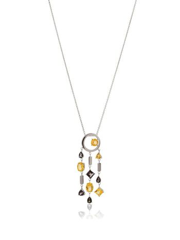 Pendentif en argent Selatra avec citrine et quartz fumé - Sans chaîne 1