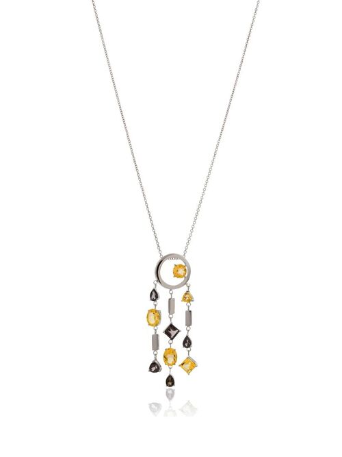 Selatra Silver Pendant With Citrine and Smoky Quartz - Trace65RD