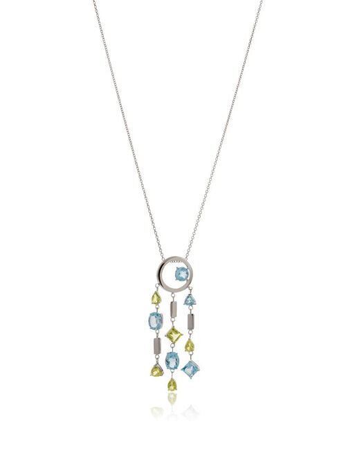 Selatra Silver Pendant With Blue Topaz and Lemon Quartz - Omega18RD