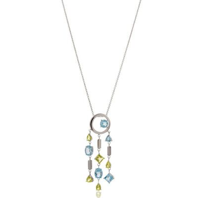 Selatra Silver Pendant With Blue Topaz and Lemon Quartz - Omega18RD