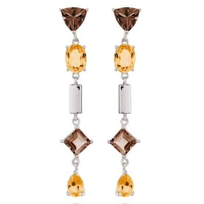 Labozia Silver Earrings With Smoky Quartz and Citrine