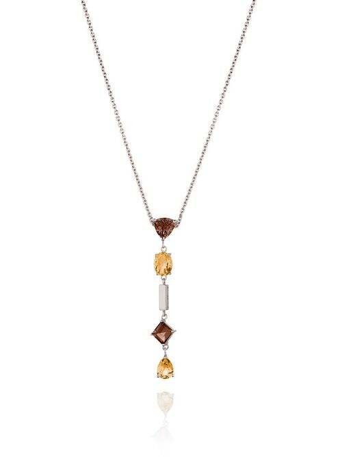 Labozia Silver Pendant With Smoky Quartz and Citrine - No chain