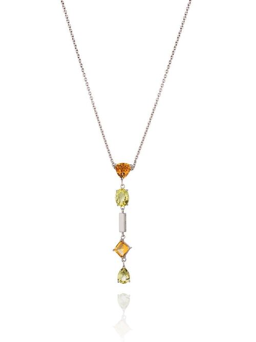 Labozia Silver Pendant With Citrine and Lemon Quartz - No chain