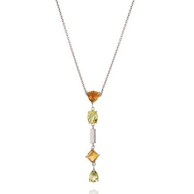 Labozia Silver Pendant With Citrine and Lemon Quartz - No chain