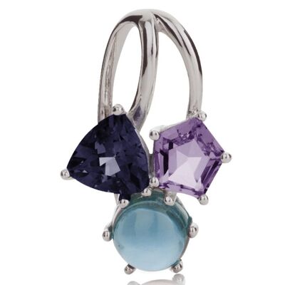 Kintana Silver Pendant With Iolite, Amethyst and Blue Topaz - No chain