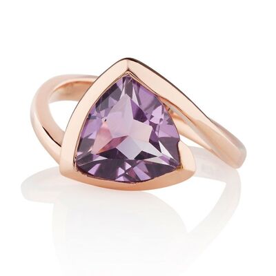 Bague Amore en or rose avec améthyste