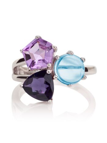 Bague en argent Kintana avec iolite, améthyste et topaze bleue 1