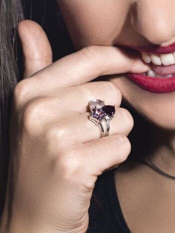 Bague en argent Kintana avec iolite, améthyste et topaze bleue 3