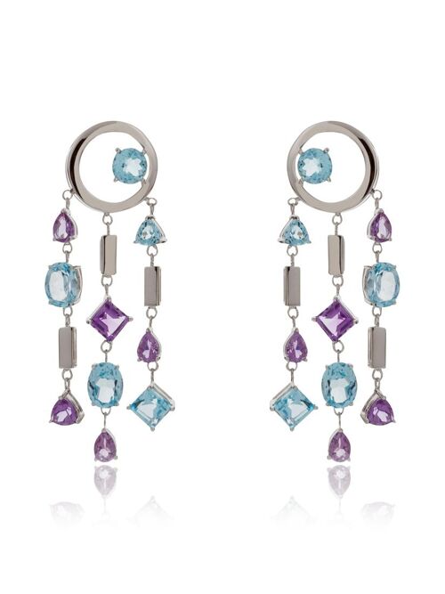 Selatra Silver Earrings With Amethyst and Blue Topaz