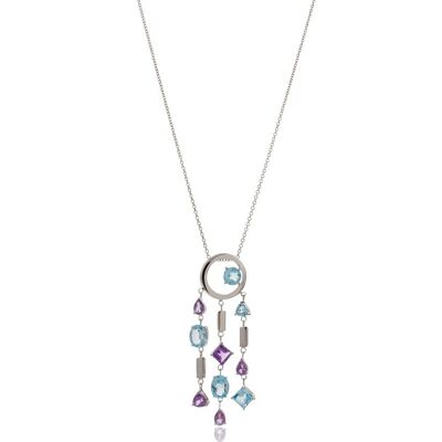 Selatra Silver Pendant With Amethyst and Blue Topaz - No chain