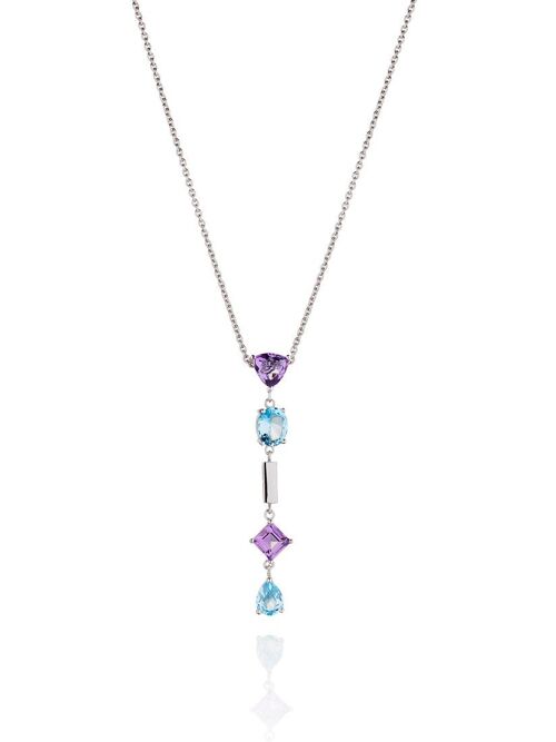 Labozia Silver Pendant With Amethyst and Blue Topaz - No chain