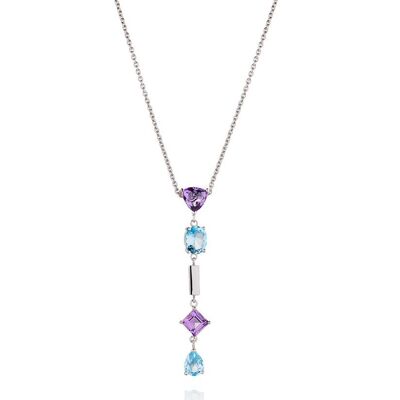 Labozia Silver Pendant With Amethyst and Blue Topaz - No chain