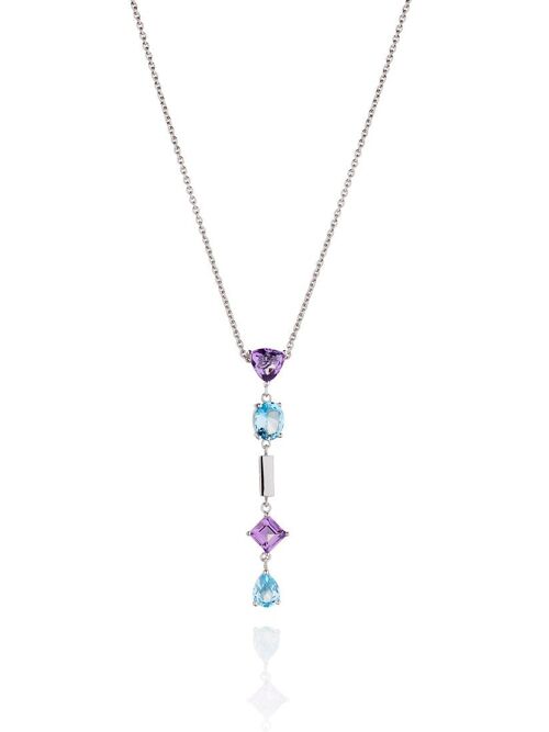 Labozia Silver Pendant With Amethyst and Blue Topaz - Omega18RD