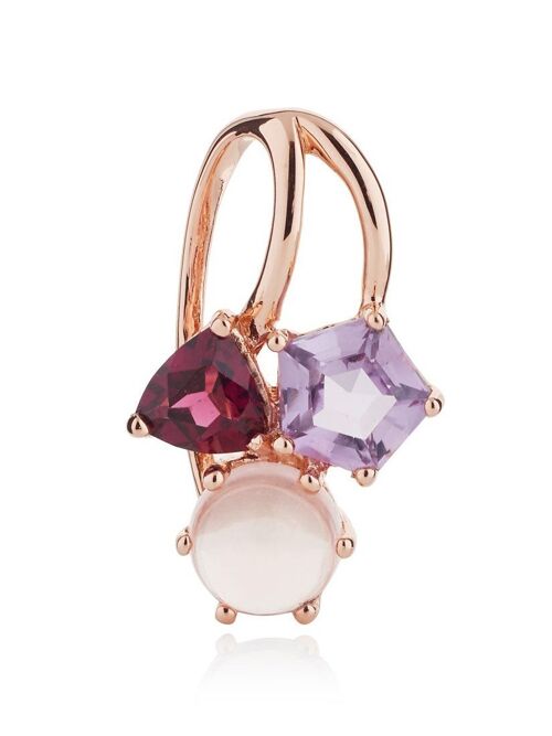 Kintana Rose Gold Pendant With Amethyst, Rhodolite and Rose Quartz - No chain