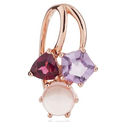 Kintana Rose Gold Pendant With Amethyst, Rhodolite and Rose Quartz - No chain