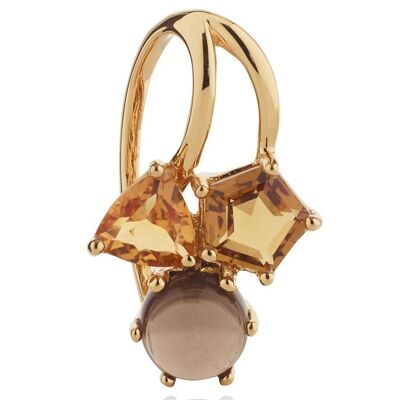 Kintana Gold Pendant With Citrine, Cognac Quartz and Smoky Quartz - Omega18GP