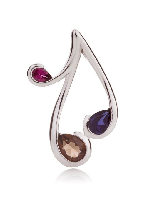 Tana Silver Pendant With Smoky Quartz, Iolite and Rhodolite - No chain