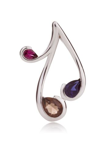 Pendentif Tana en argent avec quartz fumé, iolite et rhodolite - Trace18RD 1