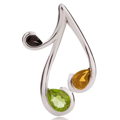 Tana Silver Pendant With Peridot, Citrine and Smoky Quartz - Omega18RD