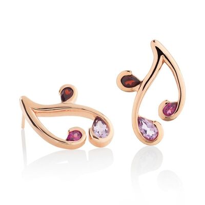 Tana Rose Gold Earrings With Amethyst, Rhodolite and Garnet