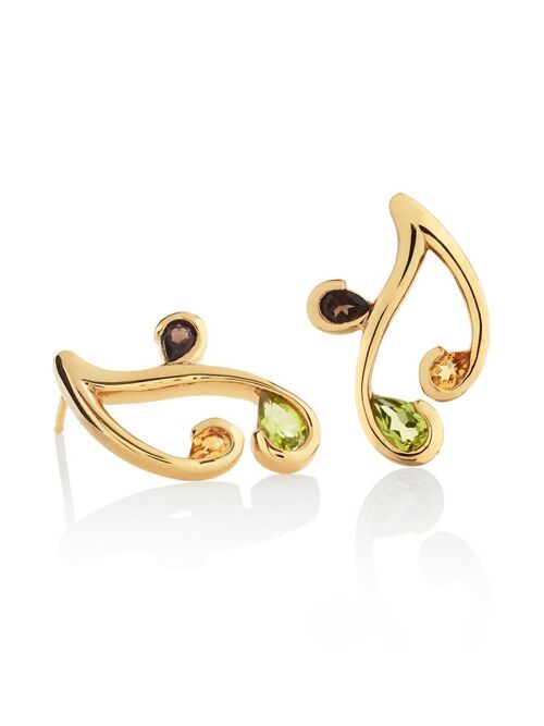 Tana Gold Earrings With Peridot, Citrine and Smoky Quartz